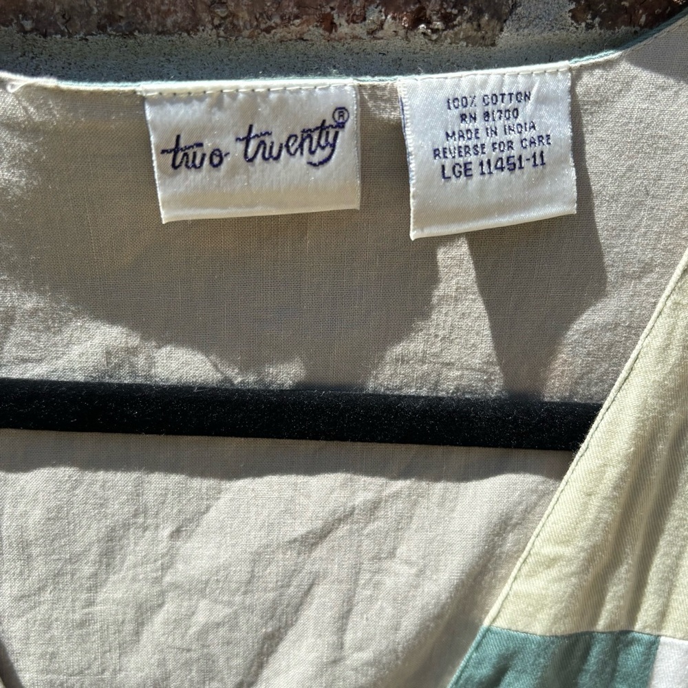 Vintage Two Twenty Embroidered Patchwork Vest Green Cream Medium - Picture 4 of 7